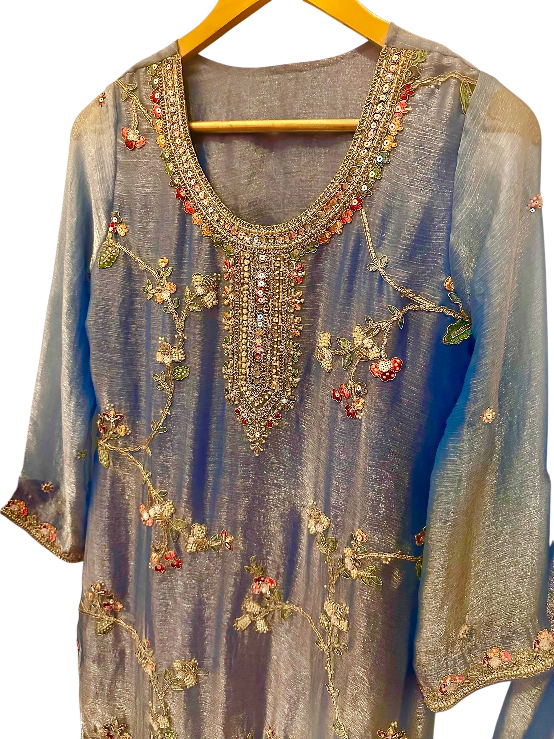 Bluish mauve sharara suit