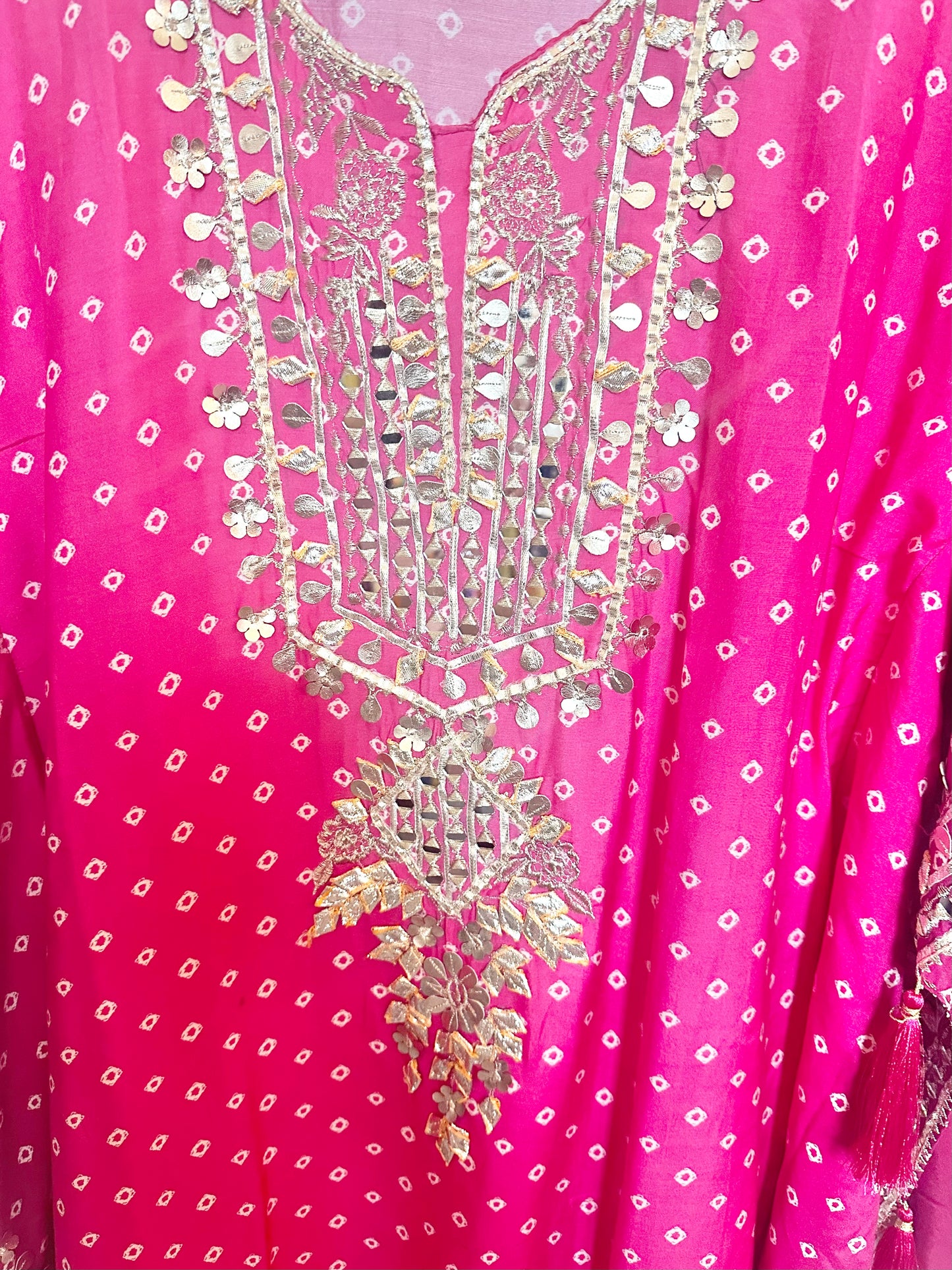 Pink/maroon bandini kaftaan set