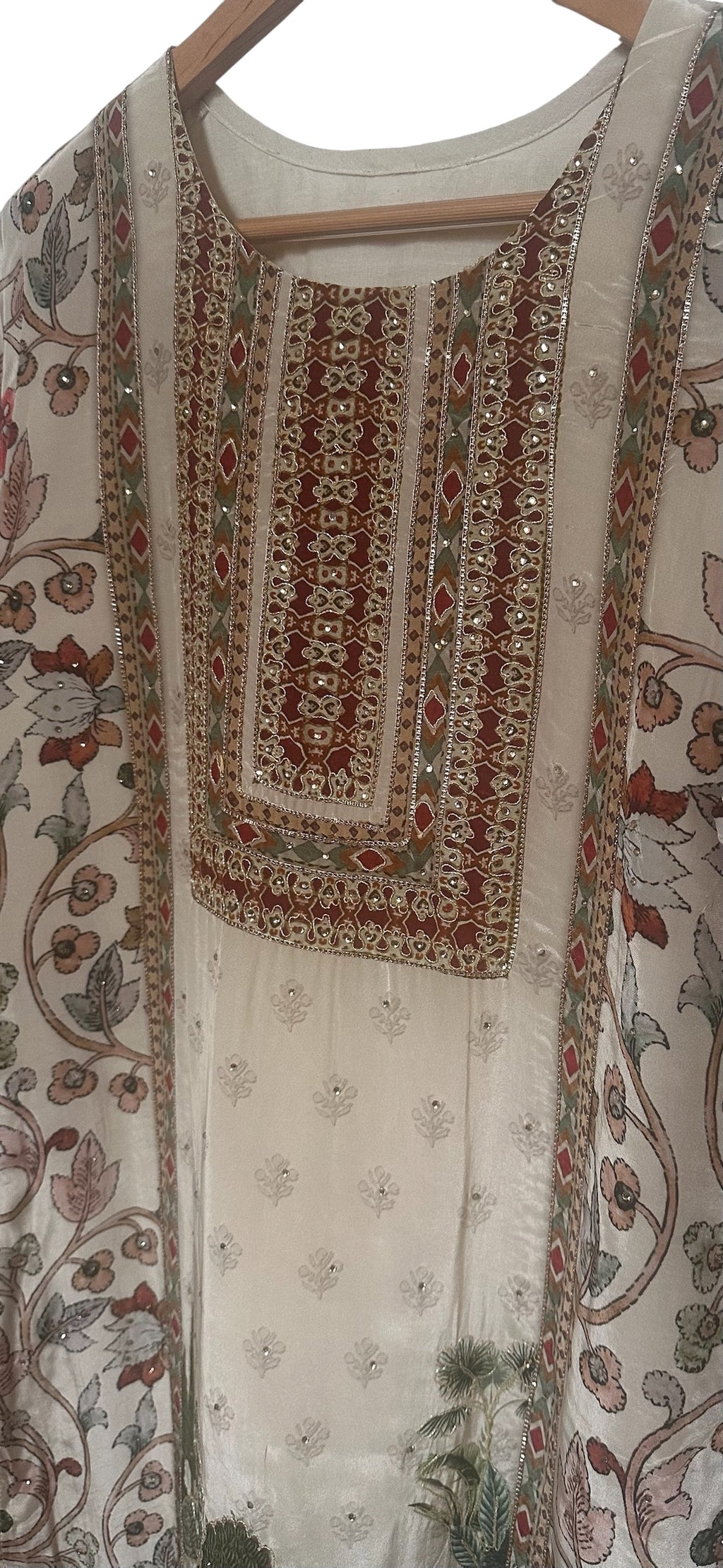 Ivory printed garara suit