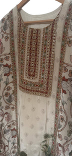 Ivory printed garara suit