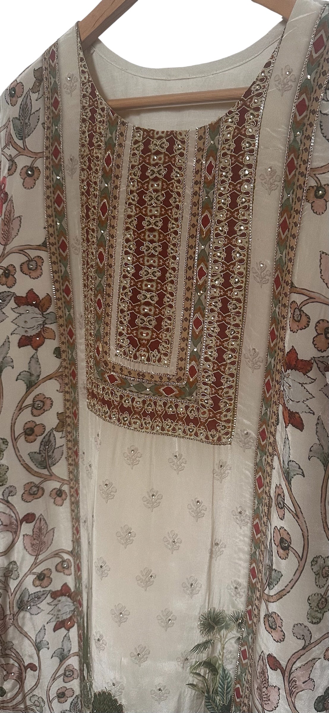 Ivory printed garara suit