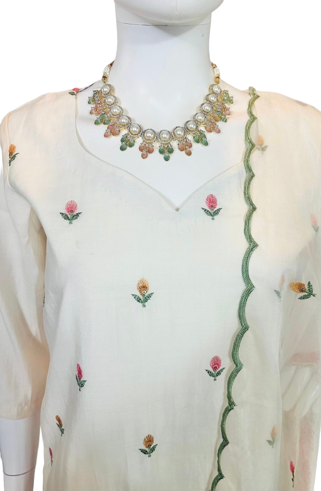 Ivory embroidered suit