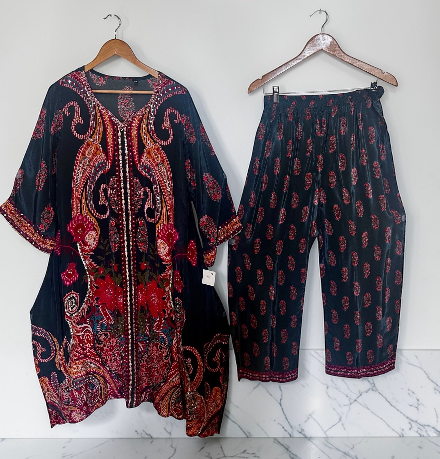 Black printed co-ord set