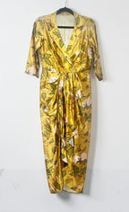 Greenish yellow satin dress