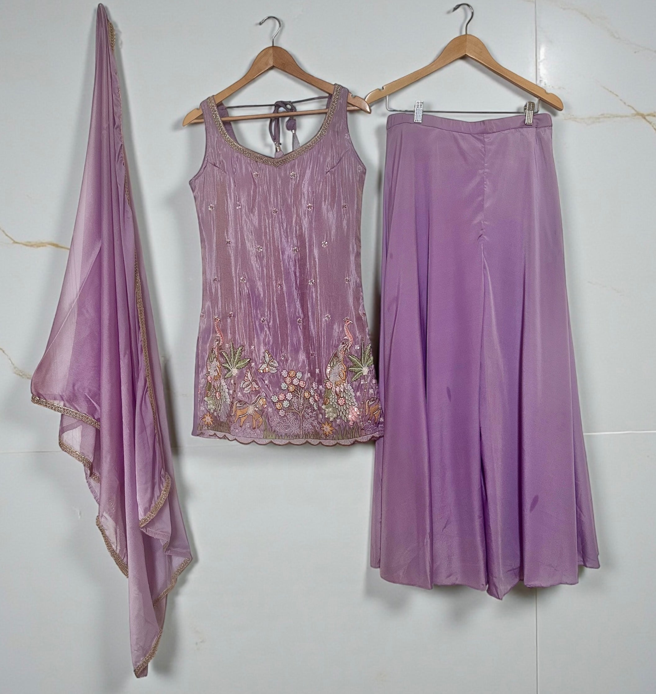 Lavender embroidered sharara set