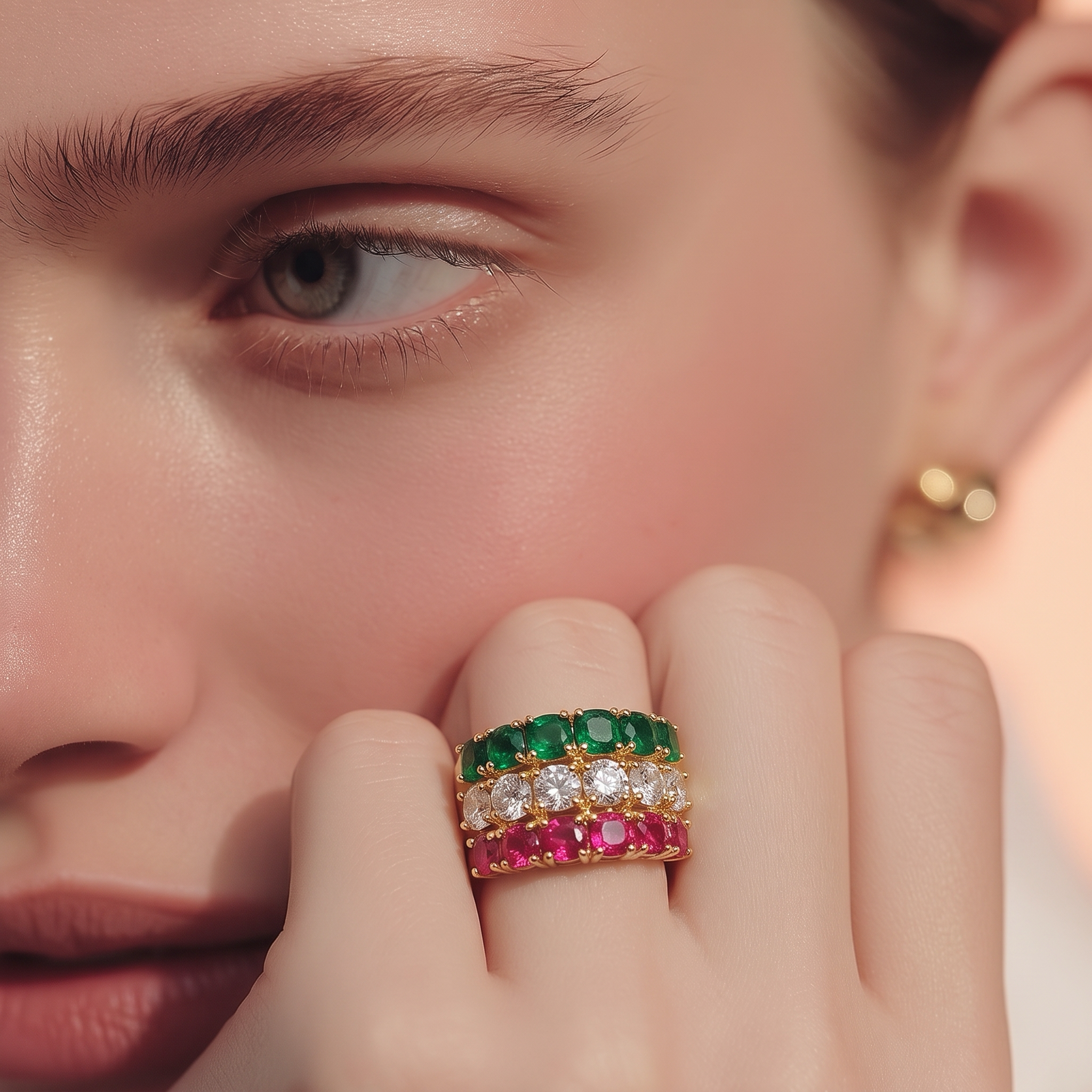 Tri-colored stone ring