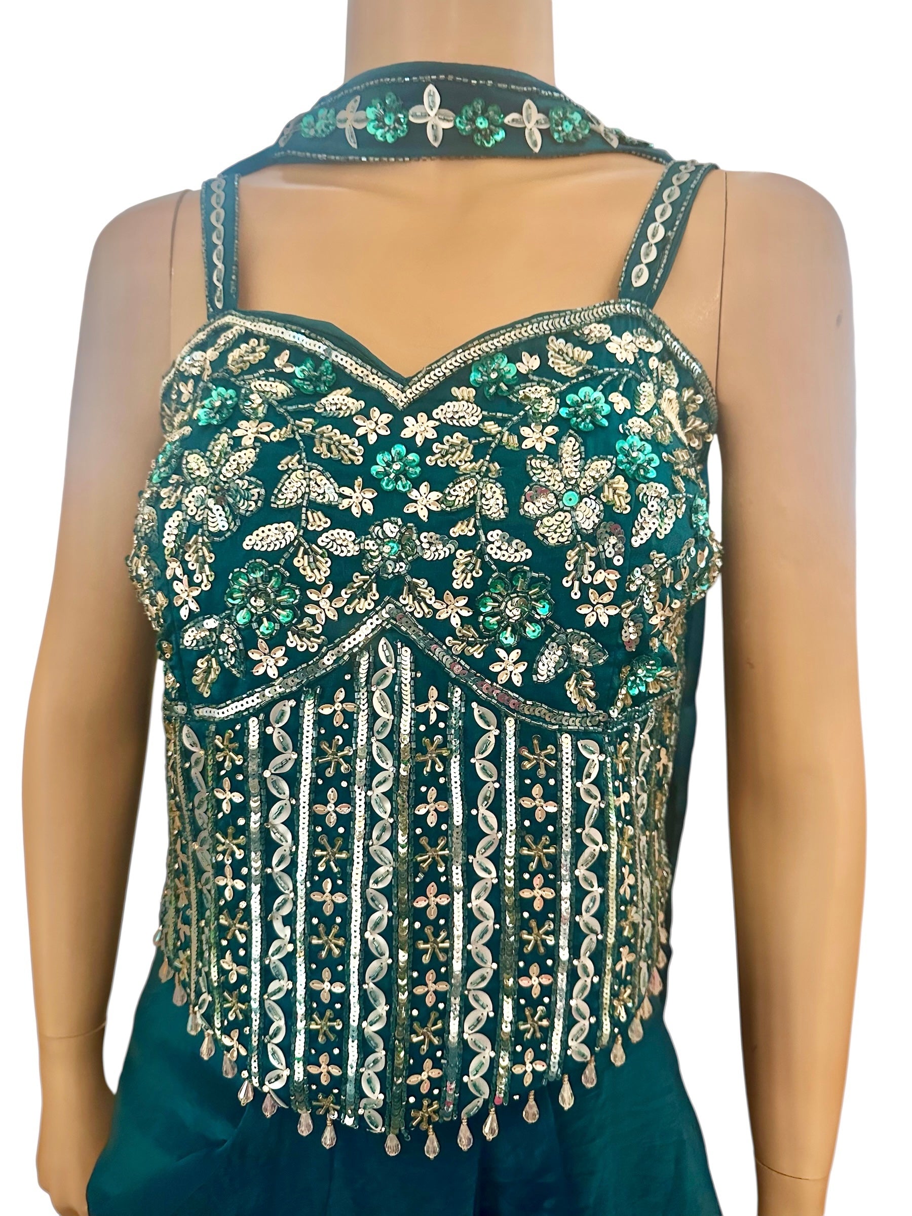 Teal color dhoti skirt set