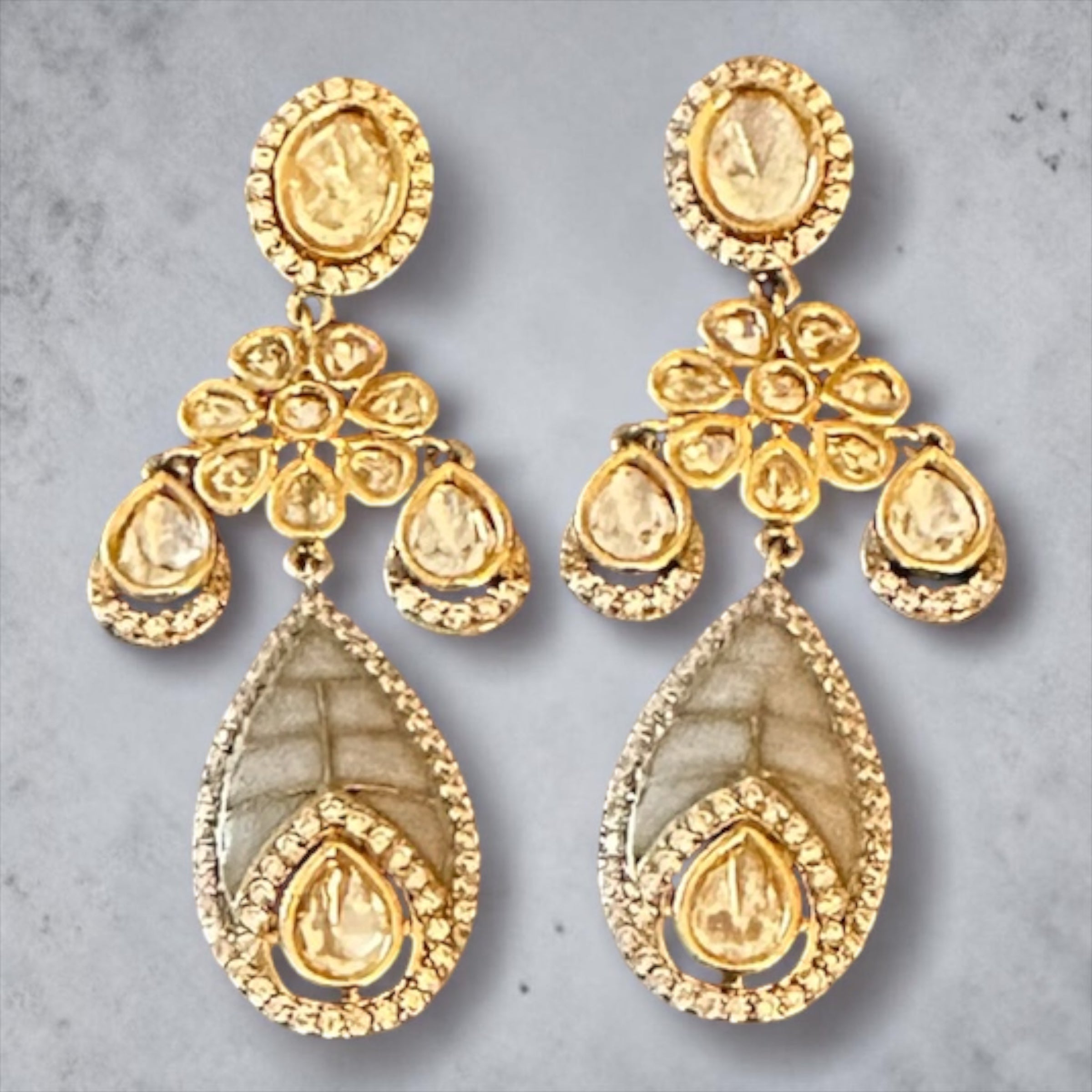 White stone Polki earrings