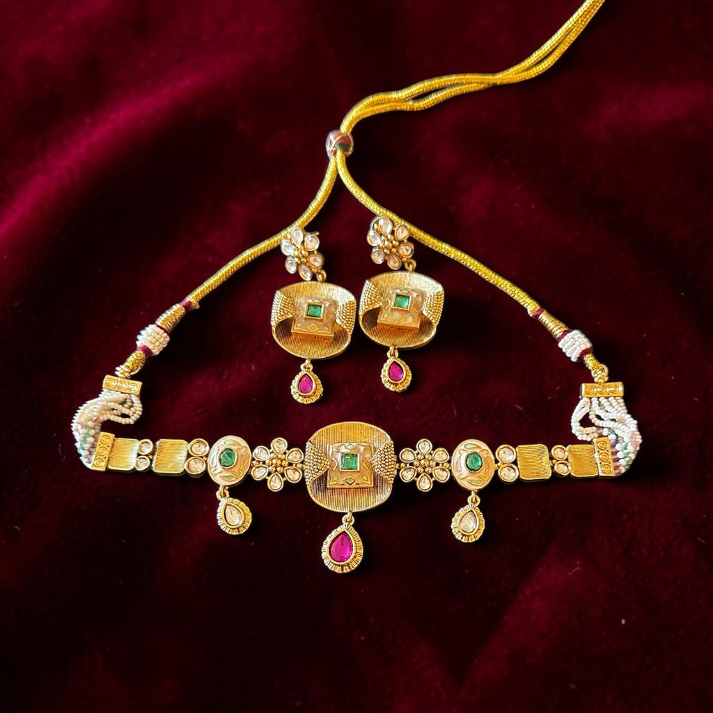 Ruby n emerald choker set