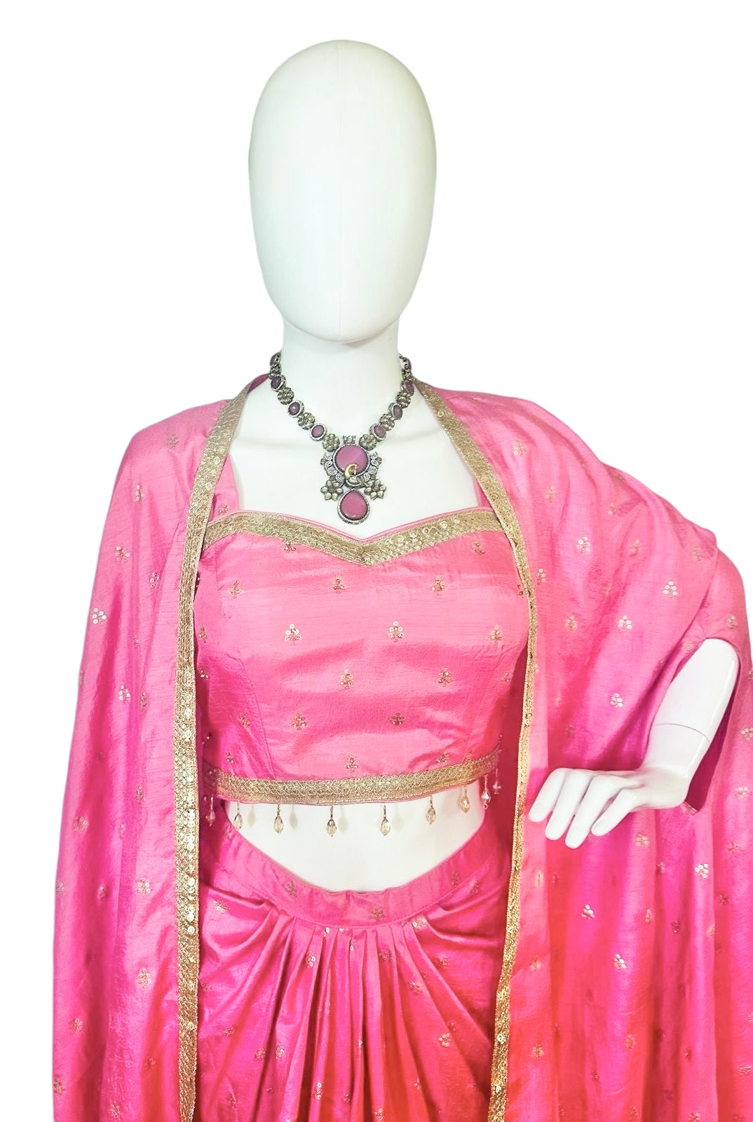 Pink dhoti skirt set