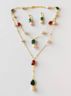 Emerald n Ruby 2-layered chain set