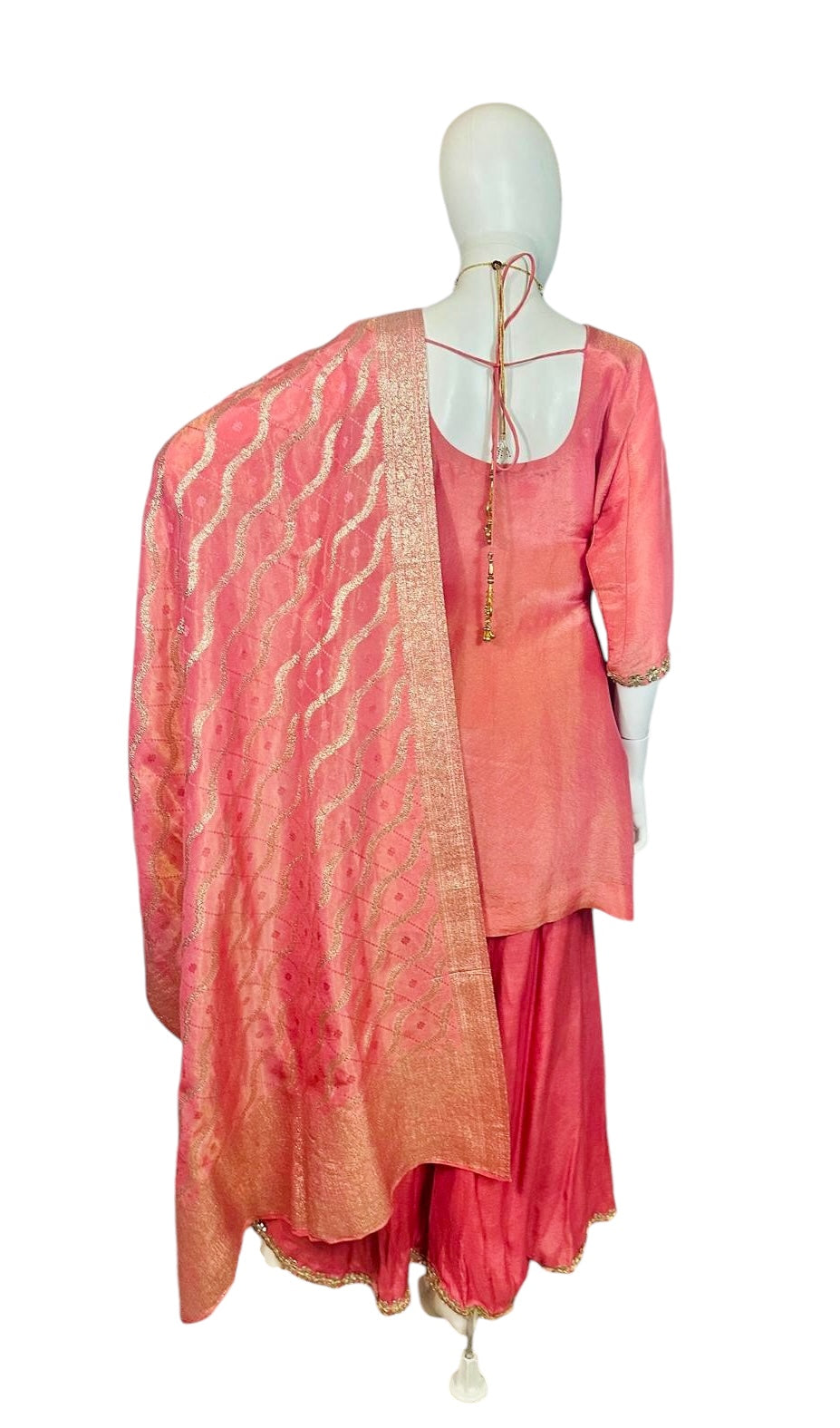 Peach tissue Sharara suit