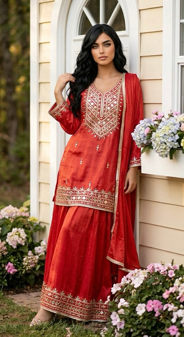 Rustish orange Sharara suit