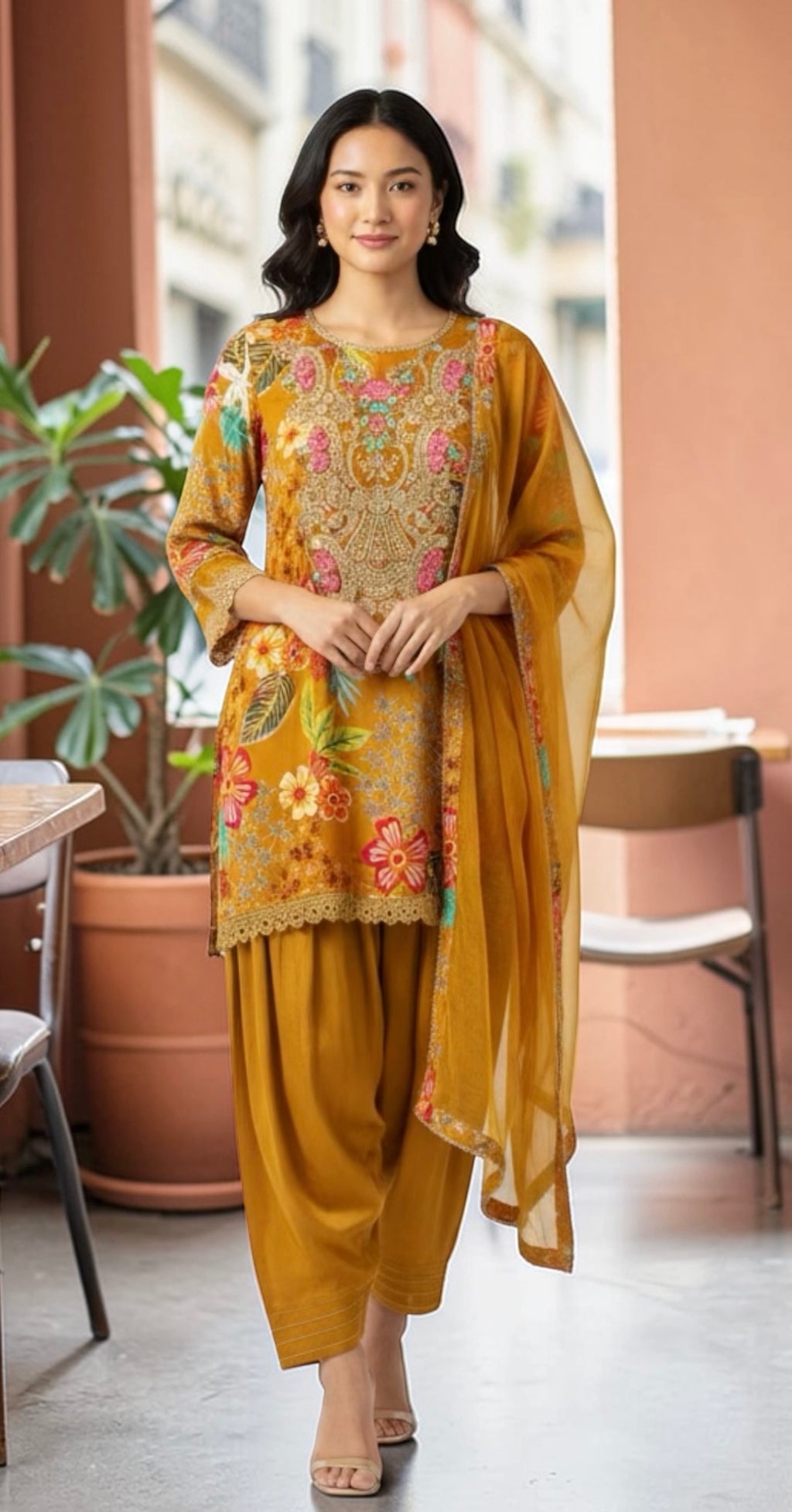 Mustard yellow salwaar suit