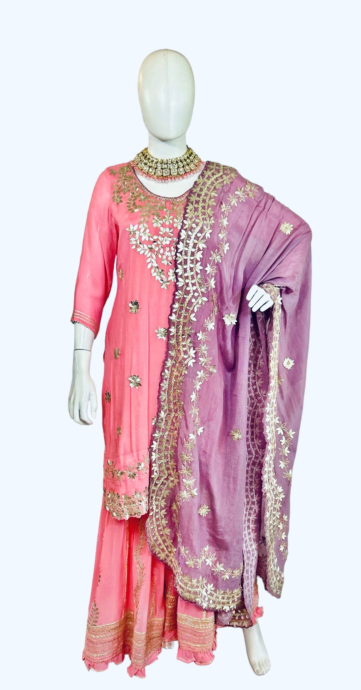 Pink georgette suit