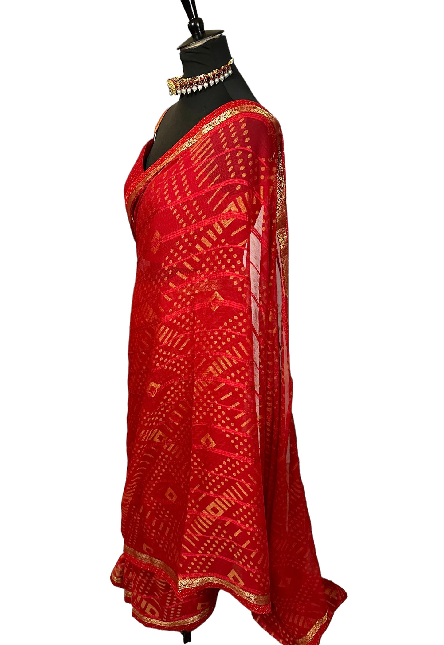 Red georgette saree