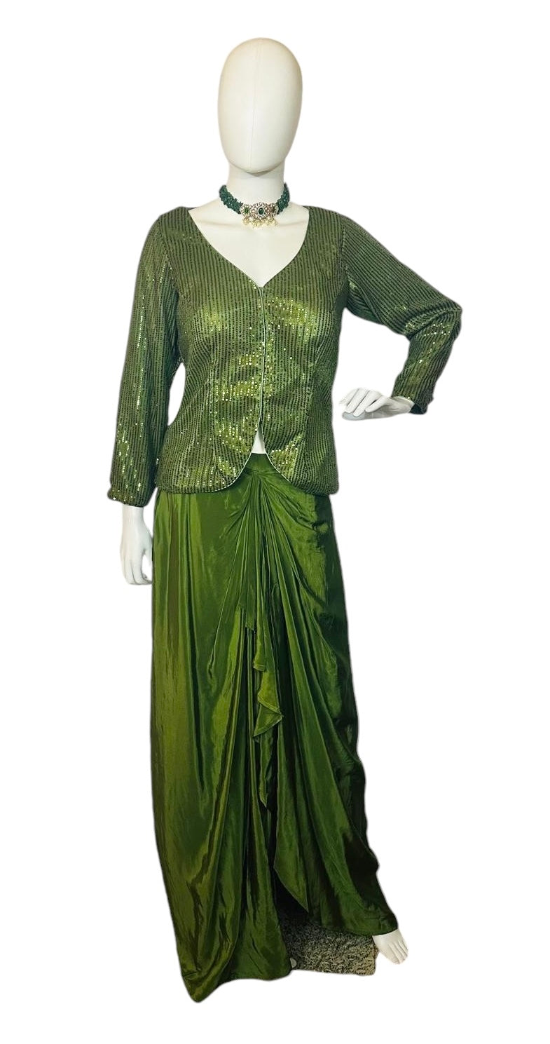 Green dhoti skirt set