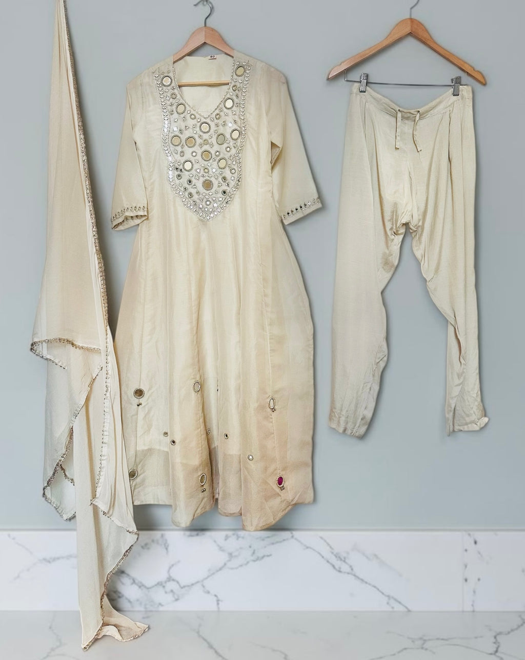 Ivory a-line suit