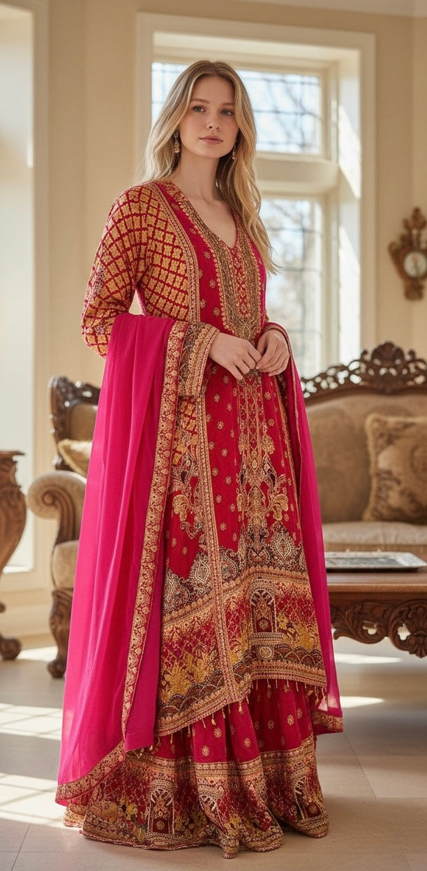 Hot pink garara suit