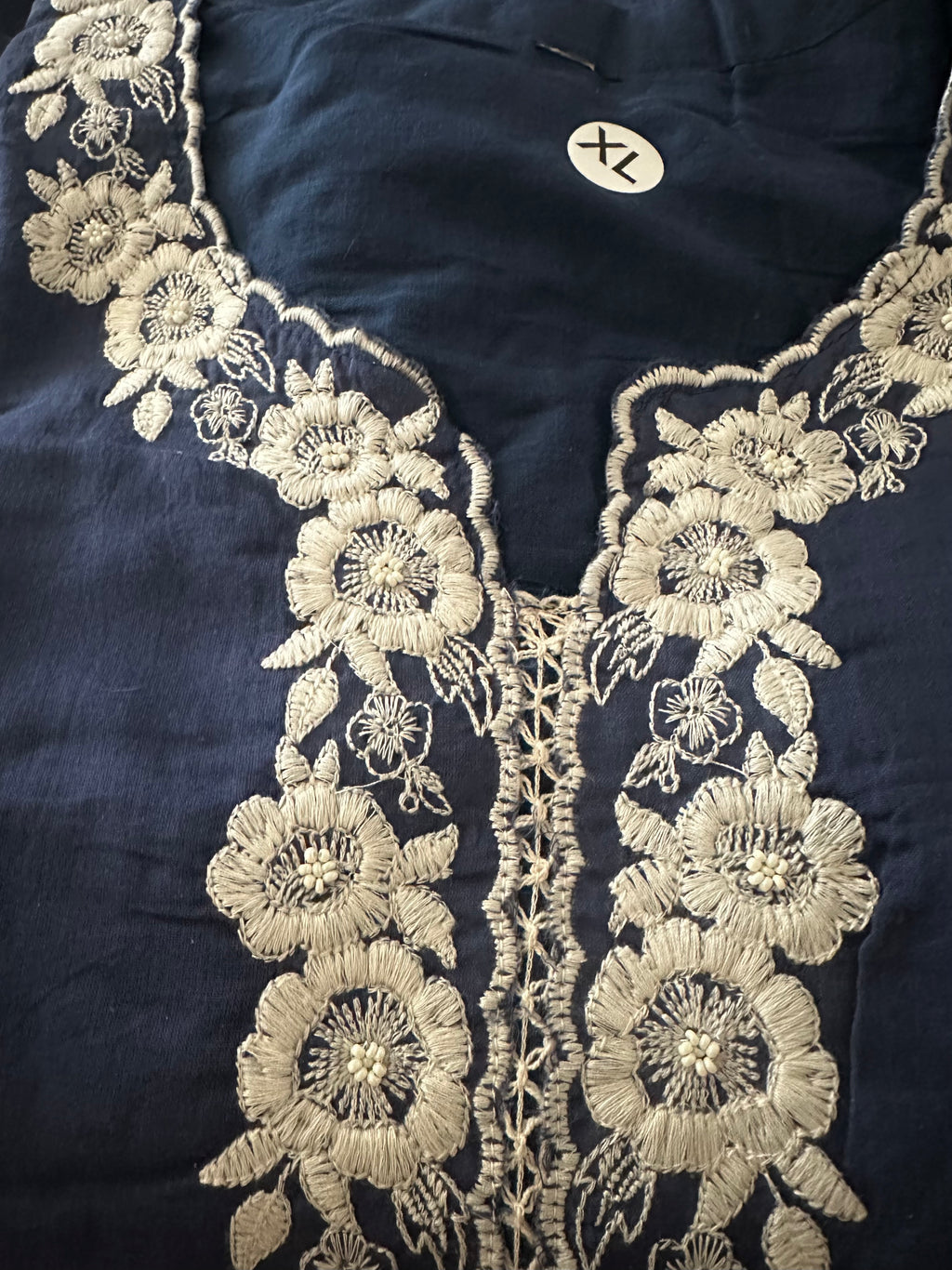 Navy blue muslin suit