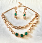 2-layered Emerald green Polki set