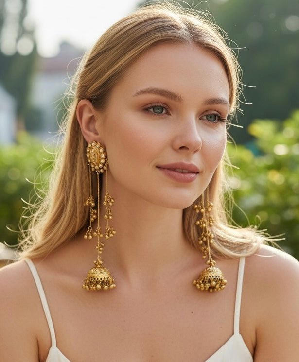 Gold plated long jhumkaas