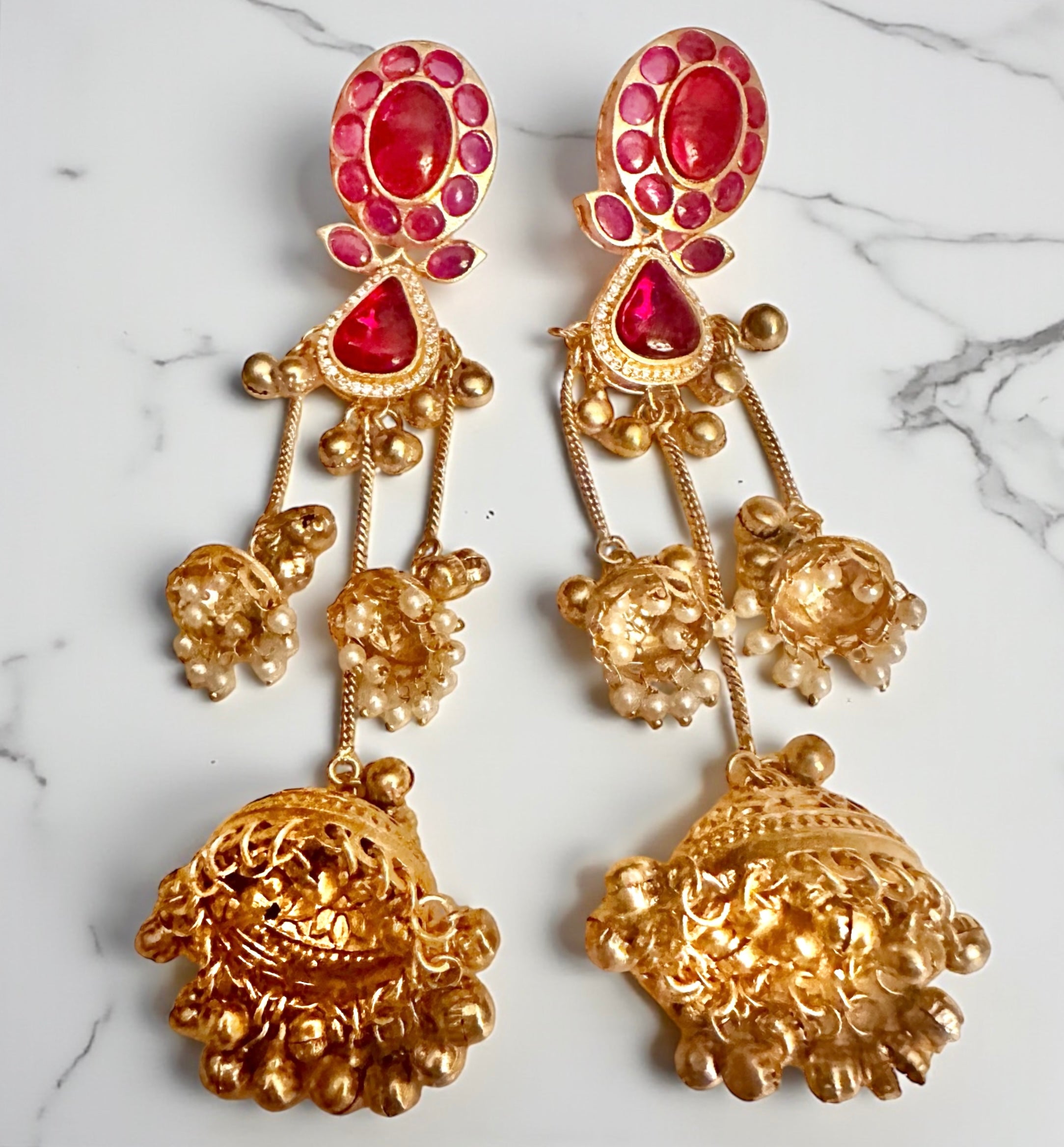 Ruby Kashmiri long earrings