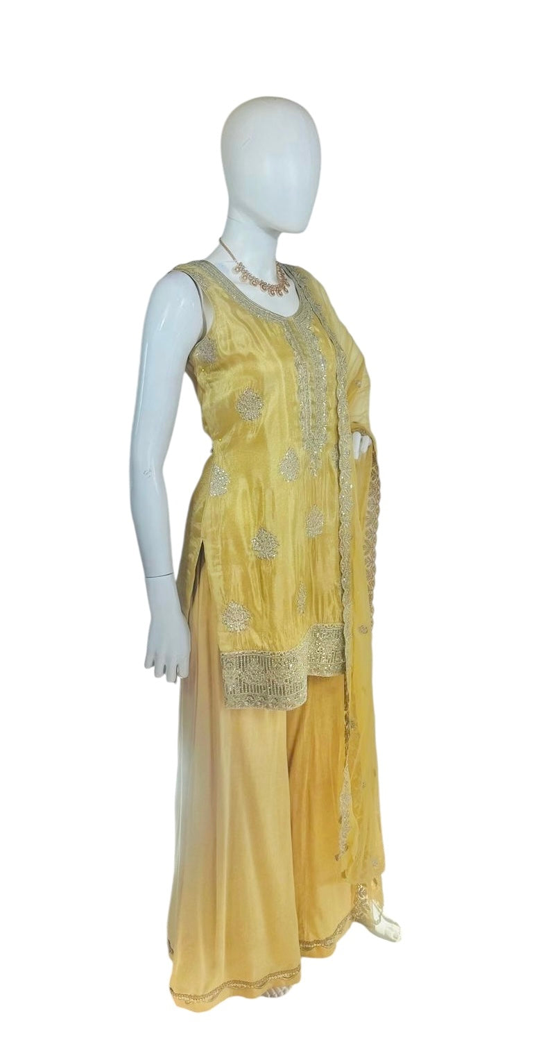 Beige/gold Sharara suit