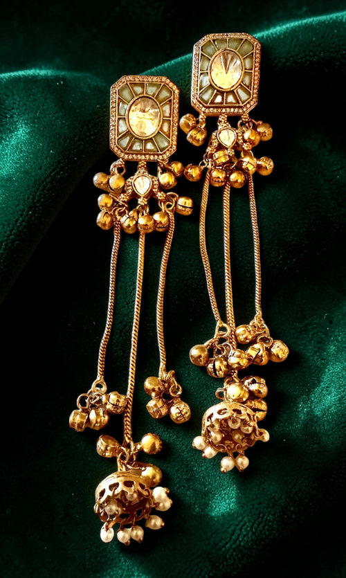 Aqua blue ghungroo earrings