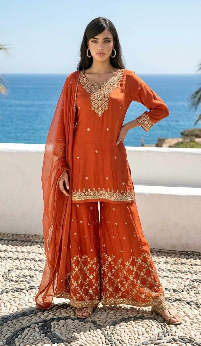 Rustish orange Sharara suit