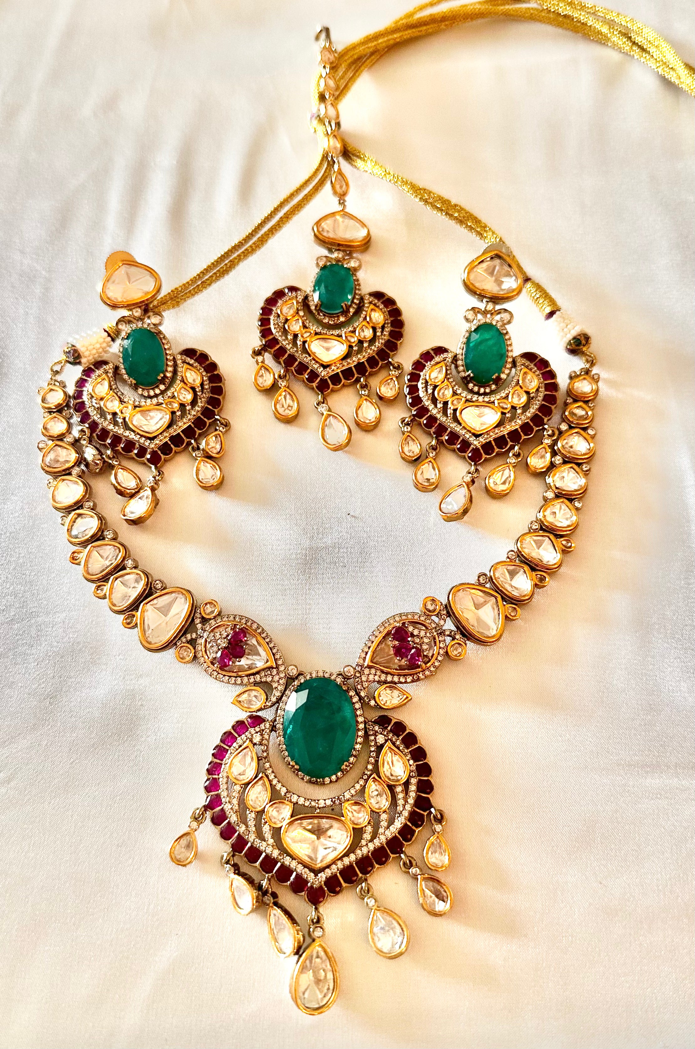Ruby/emerald green Polki set