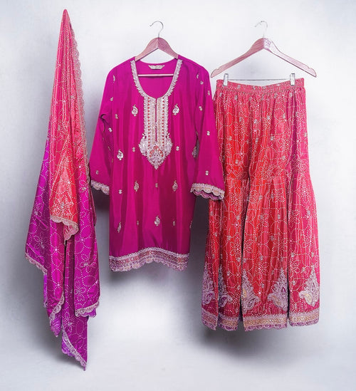 Fuchsia n Orange garara set