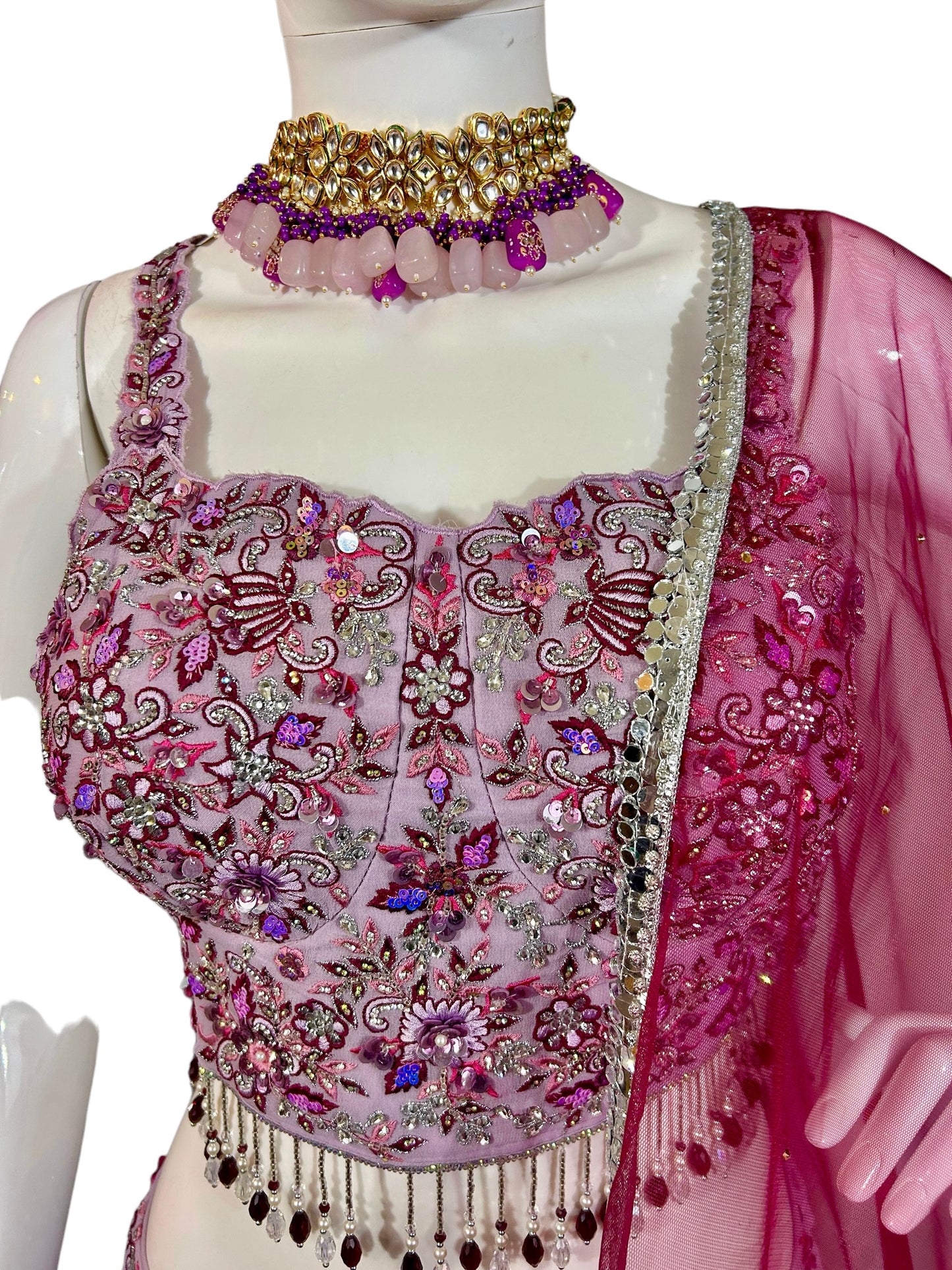 Mauve georgette lehenga