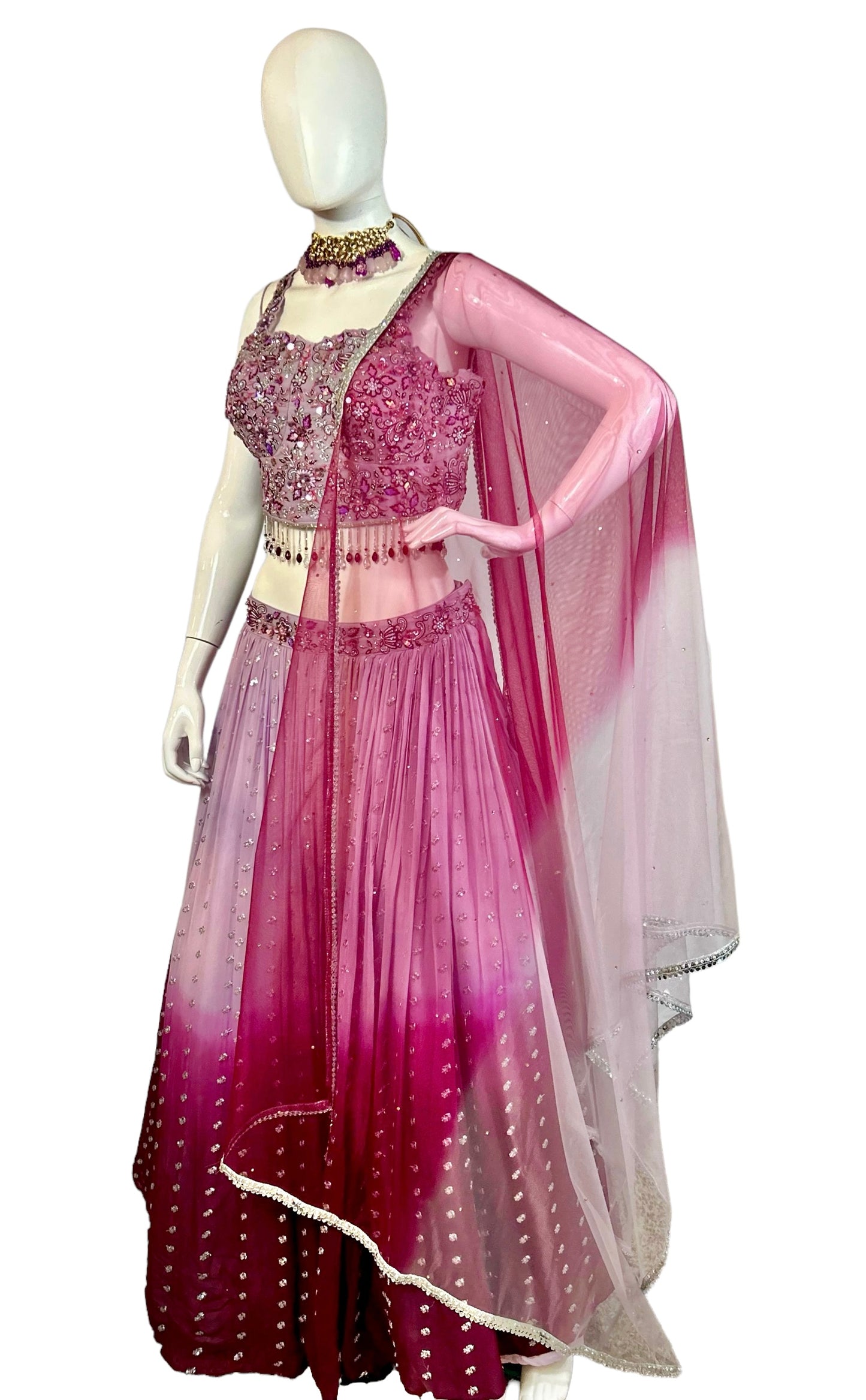 Mauve georgette lehenga