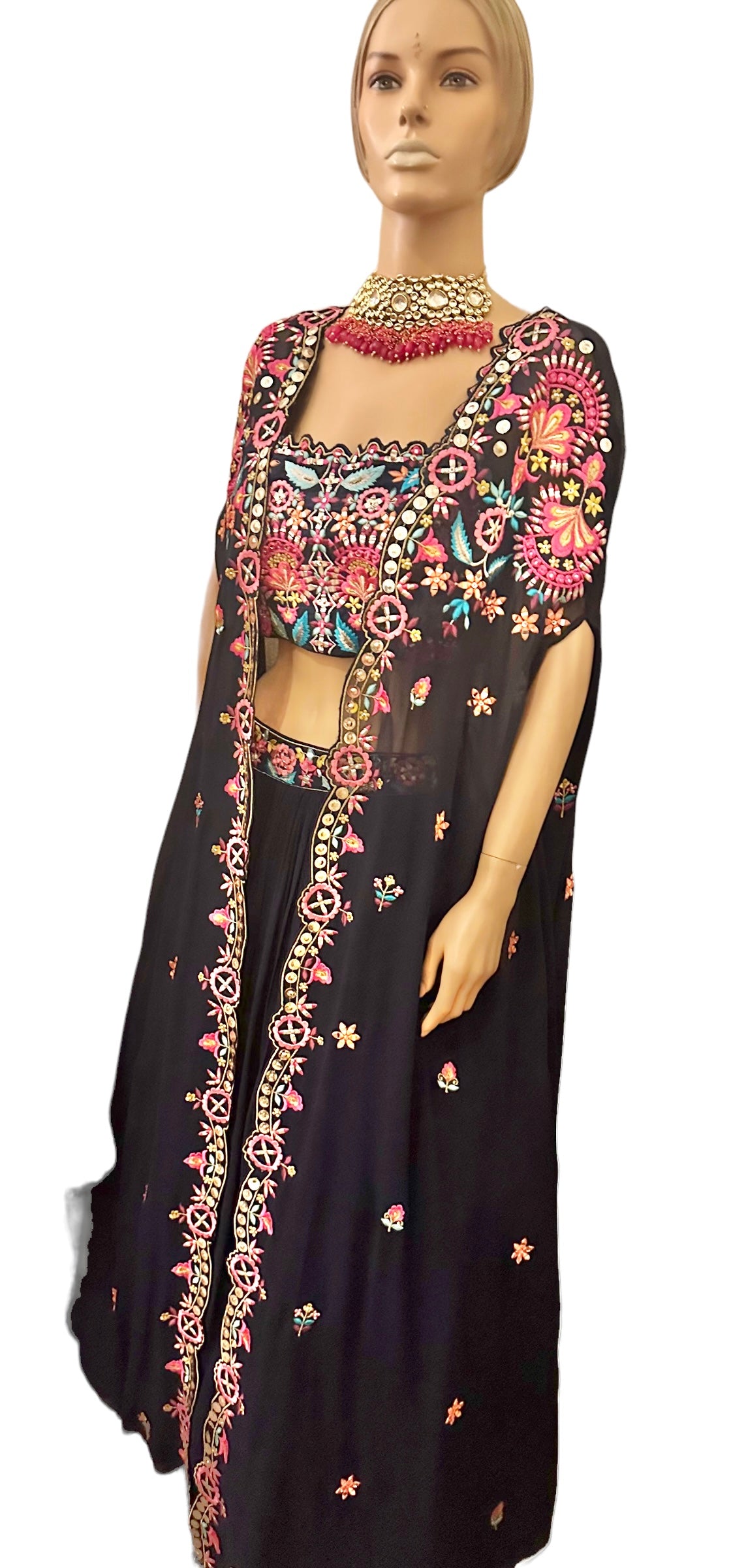 Navy blue georgette Lehenga