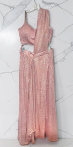 Blush pink sequins drape