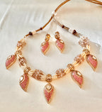 Pink stone pearl set