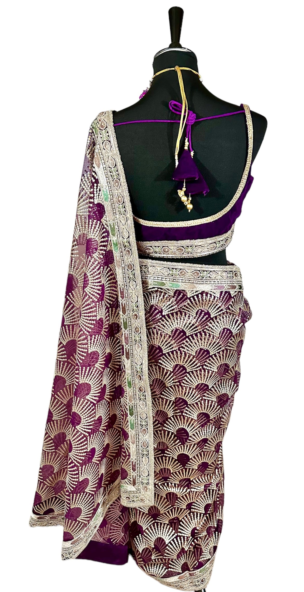 Purple net saree