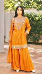 Mustard yellow/orange Sharara suit