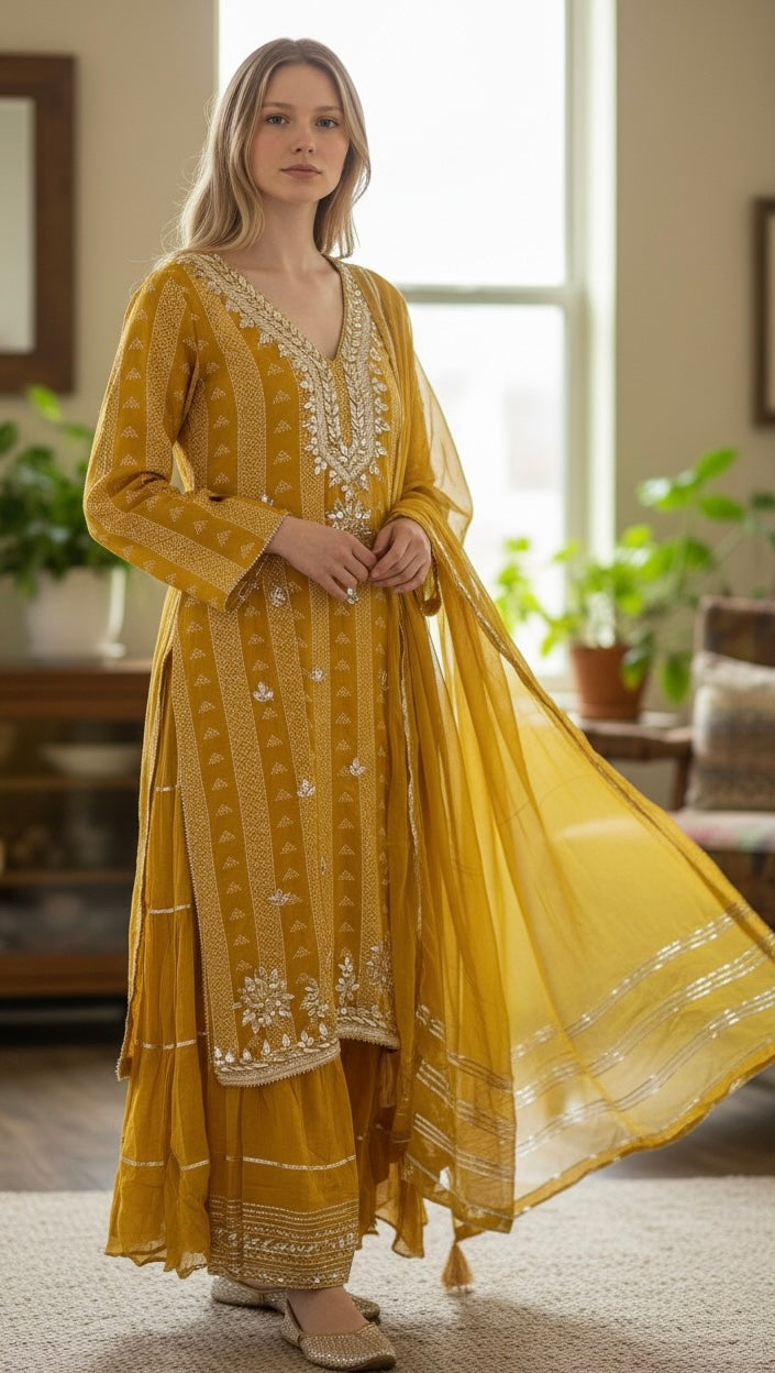 Mustard yellow 2-layered dress