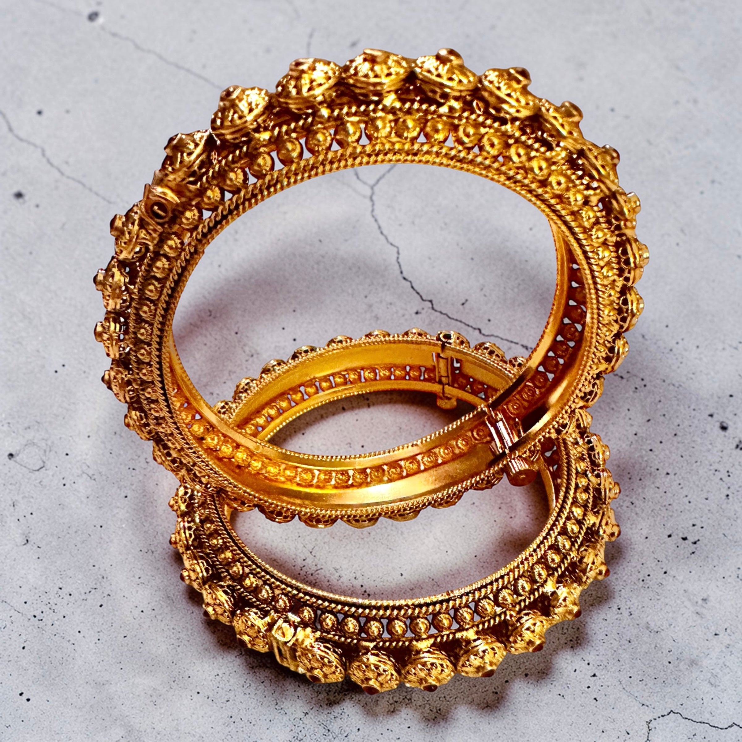 Ruby gold finish kadas set