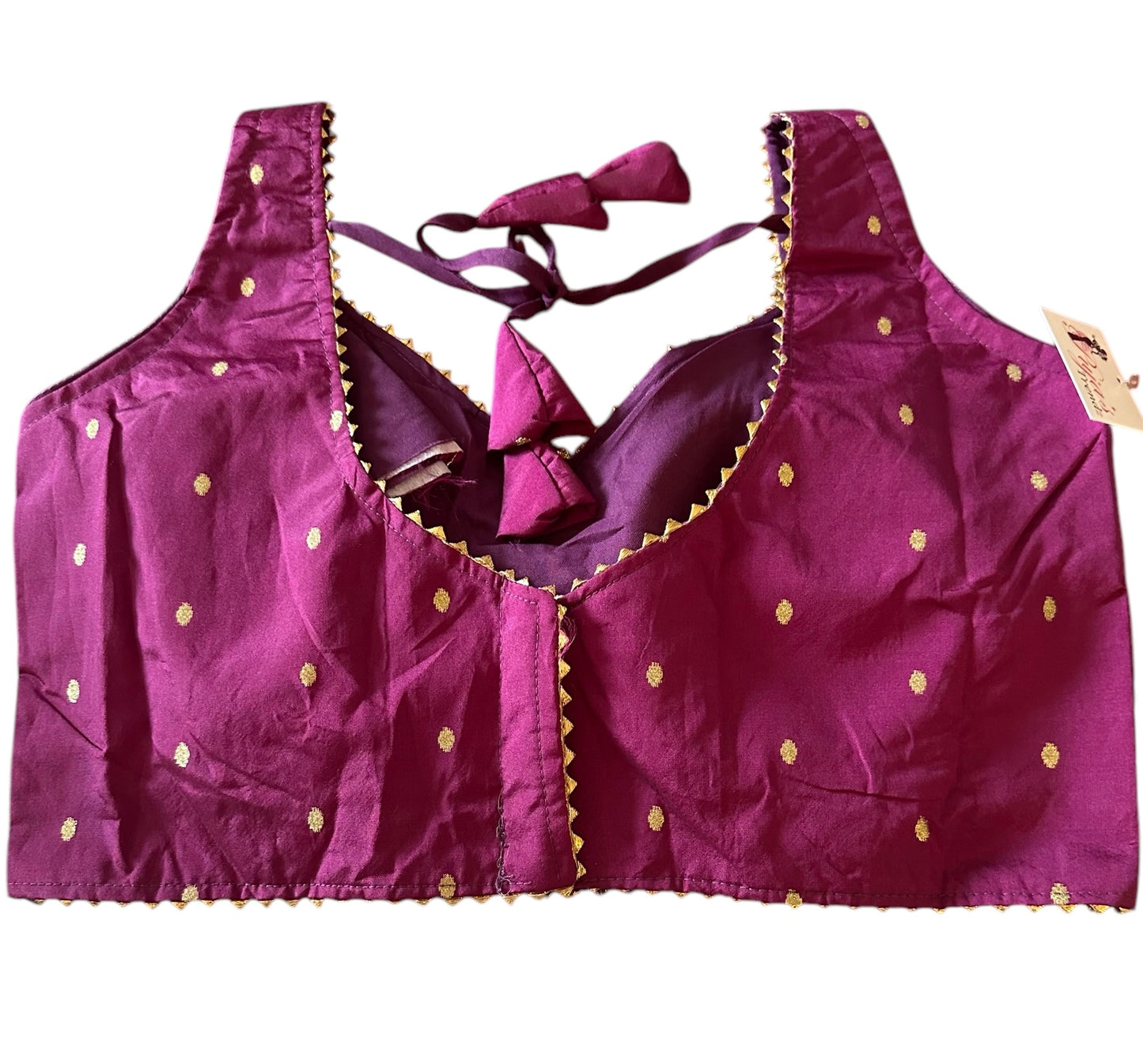 Purple silk blouse with butis