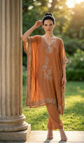 Beige tissue kaftaan set