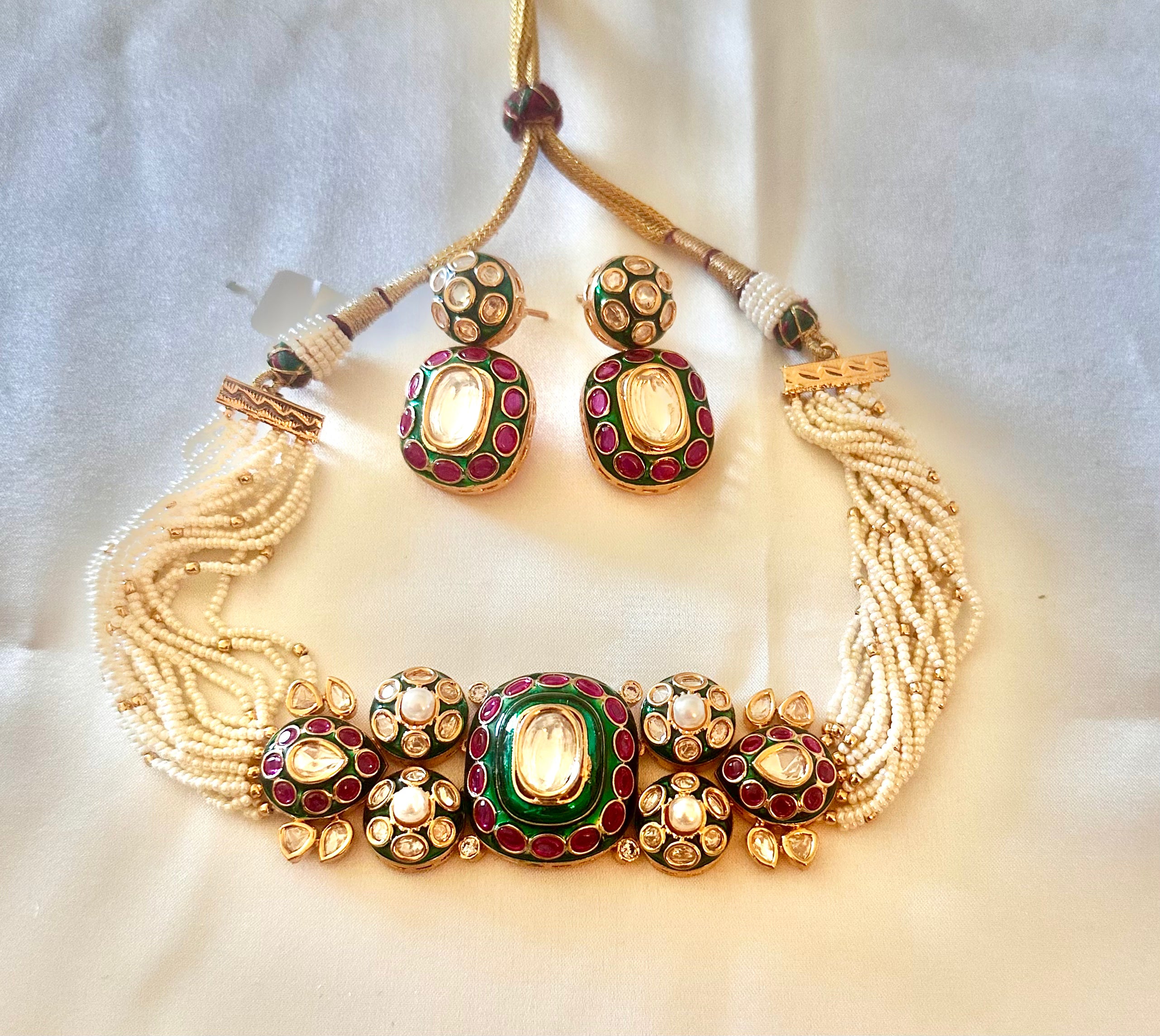 Ruby emerald meenakari set