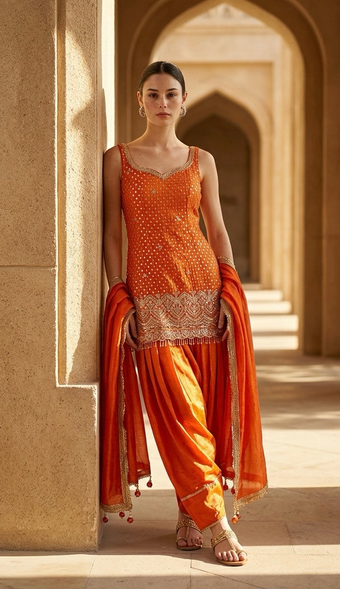 Orange salwaar suit