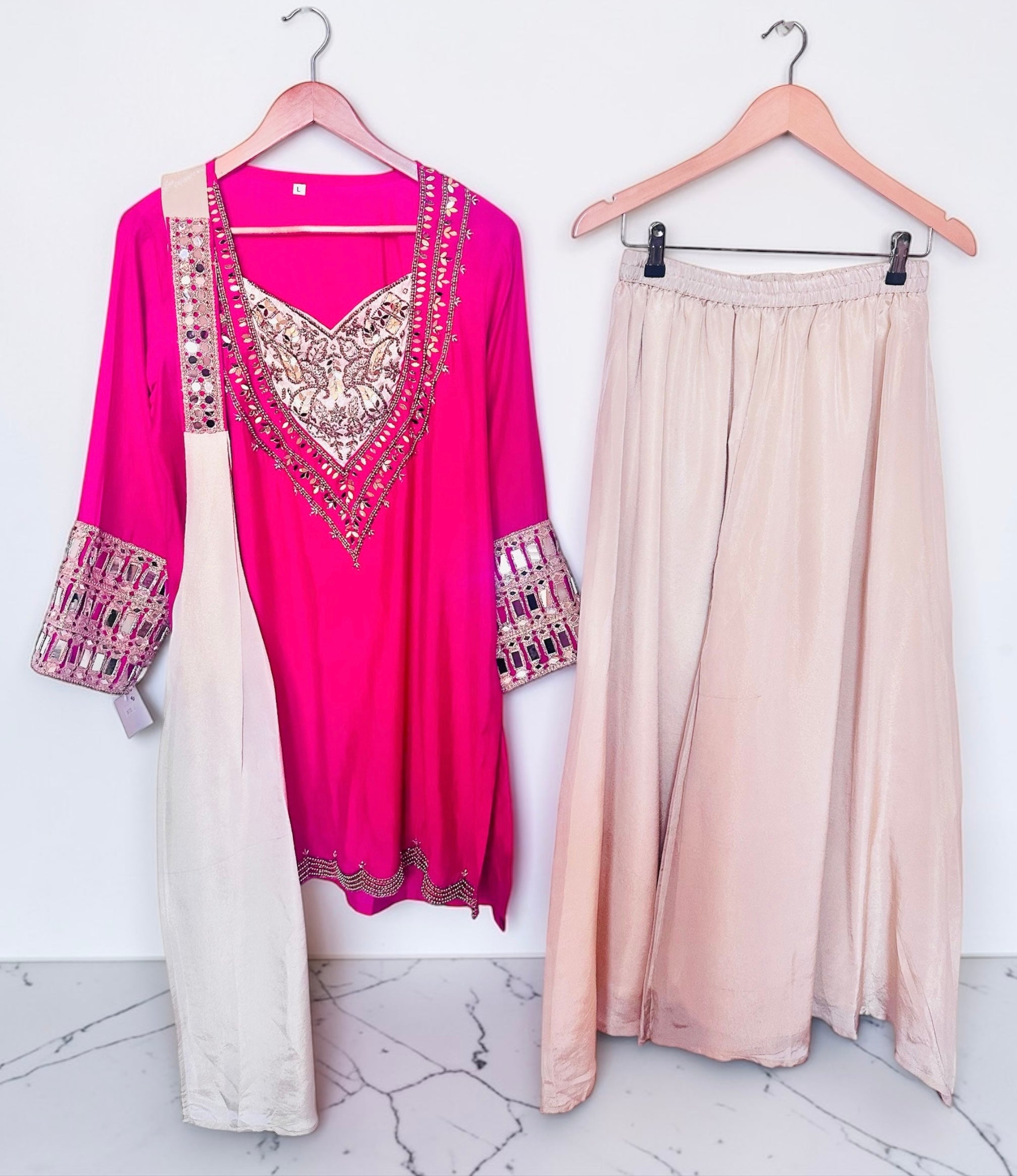 Hot pink Sharara suit