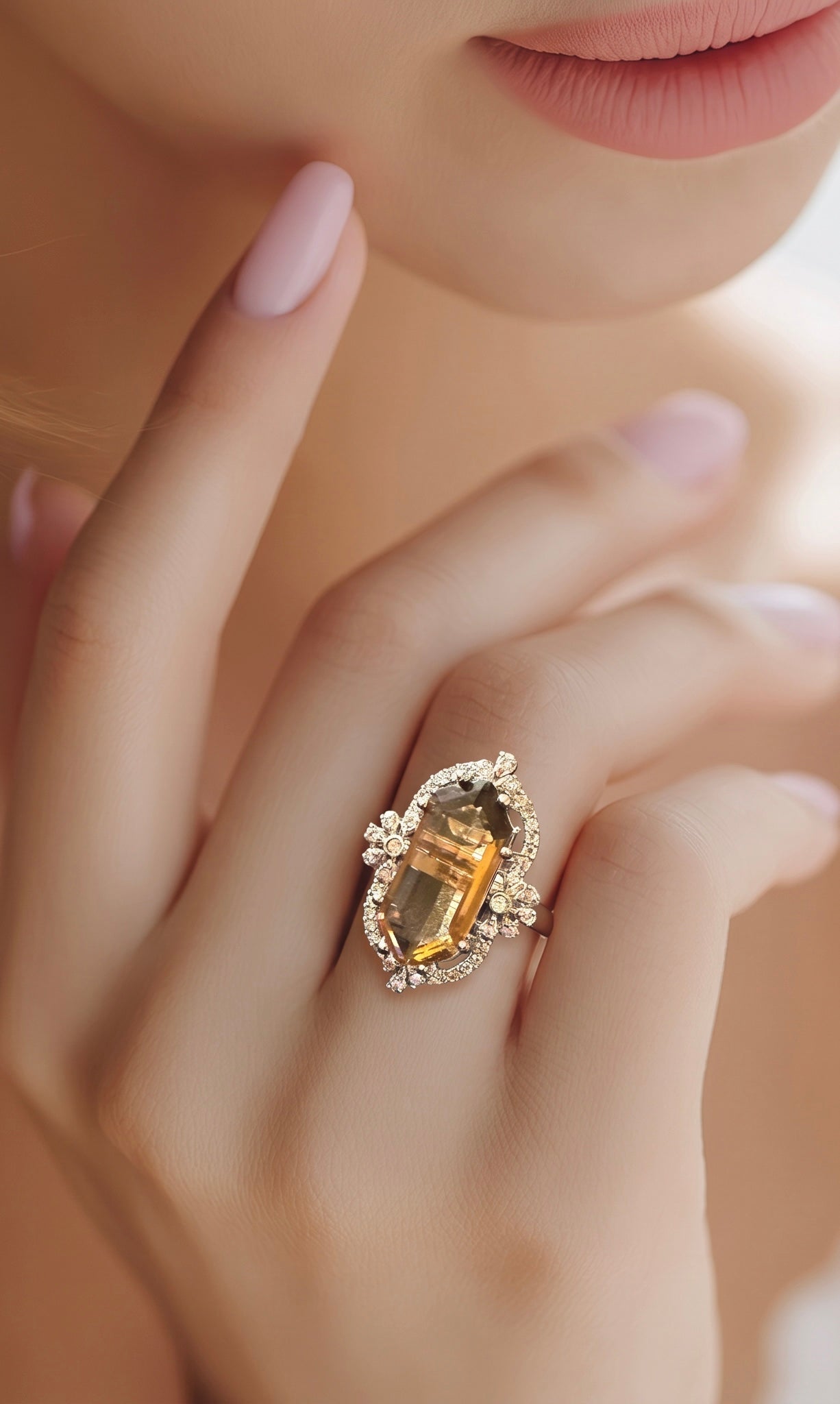 Brown stone ad ring