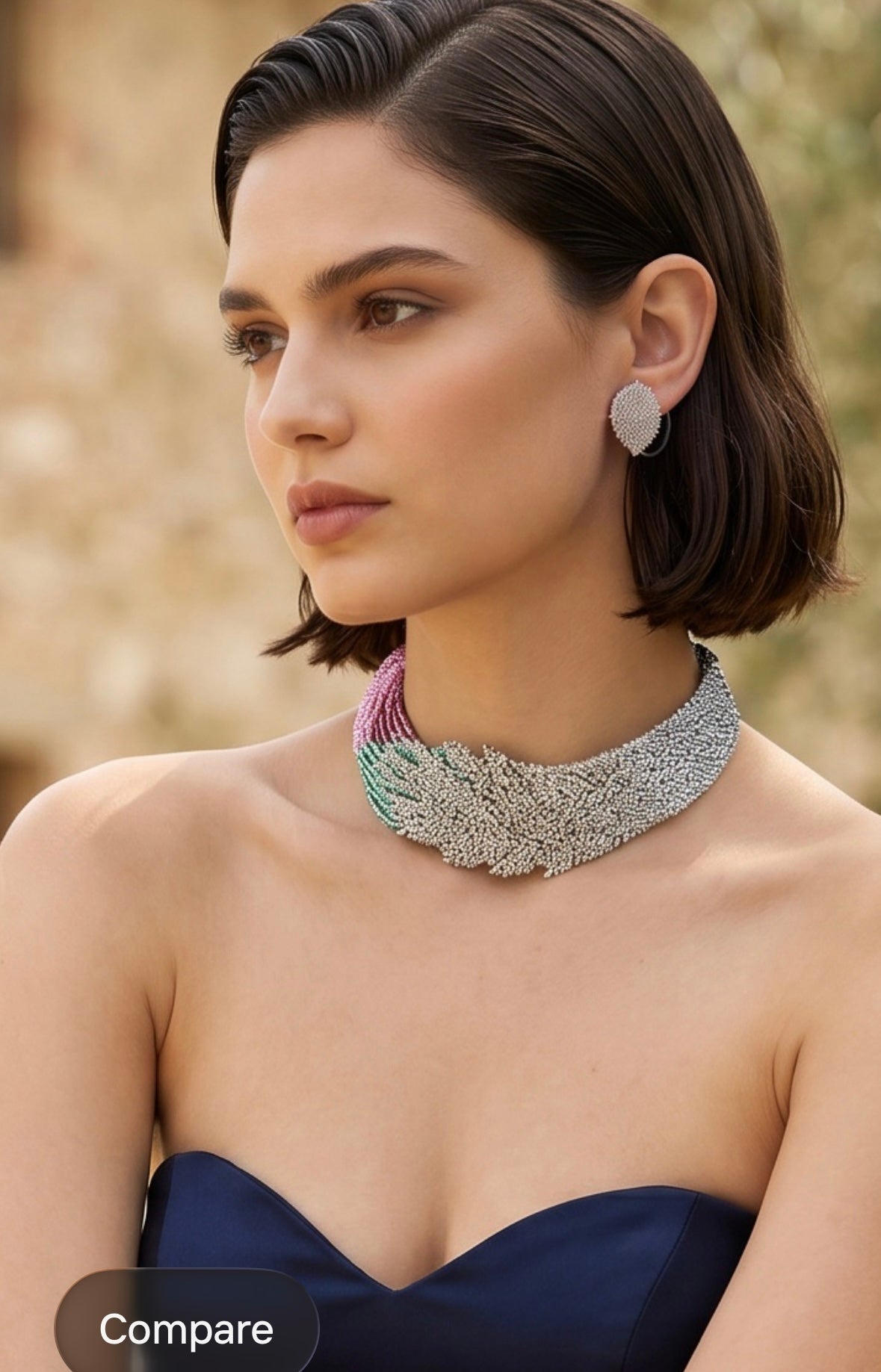 Pink n green beads ad choker set