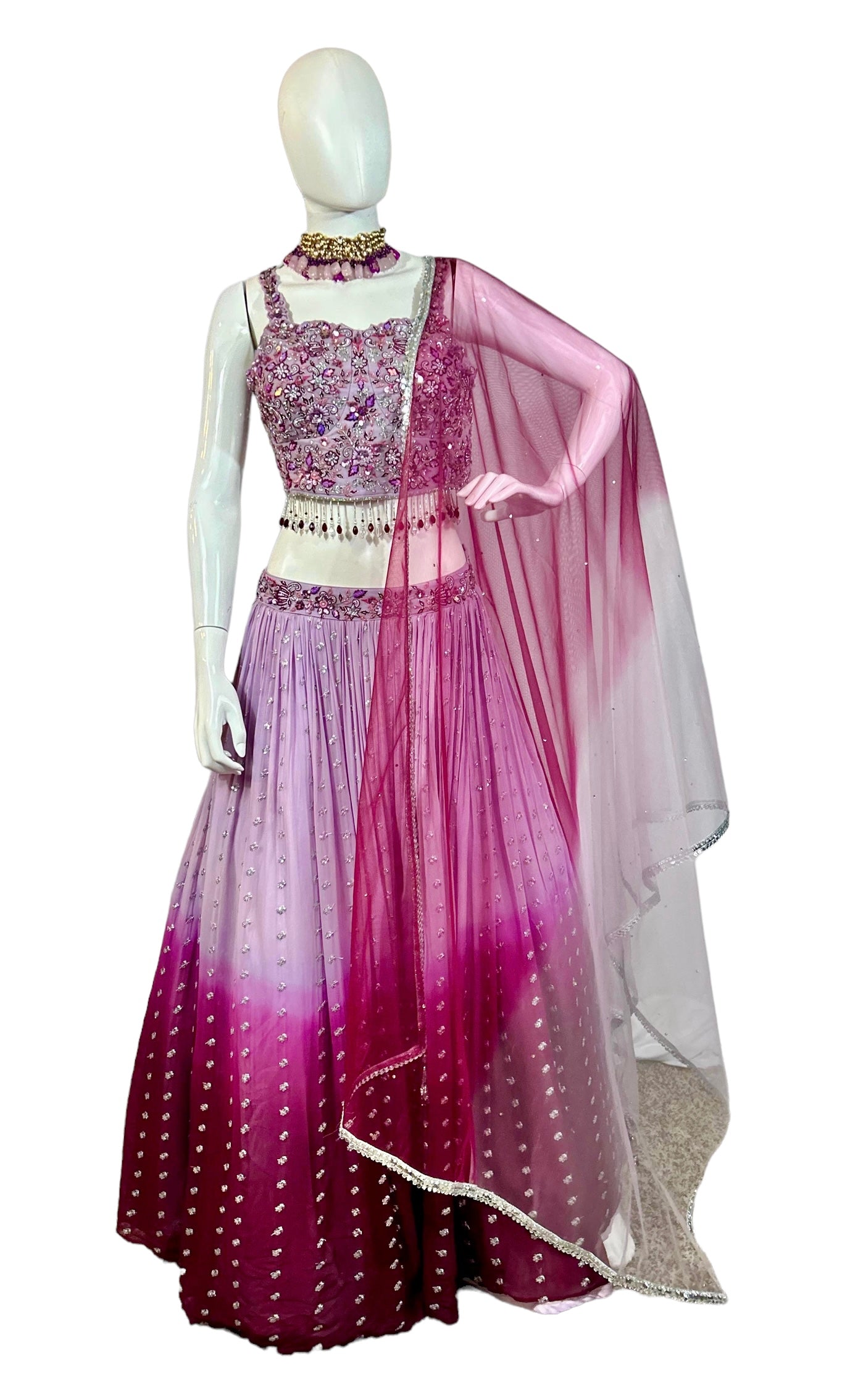 Mauve georgette lehenga