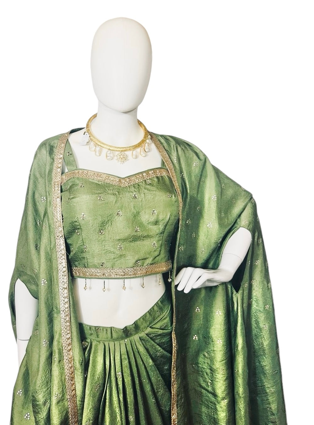 Mehndi green dhoti skirt set